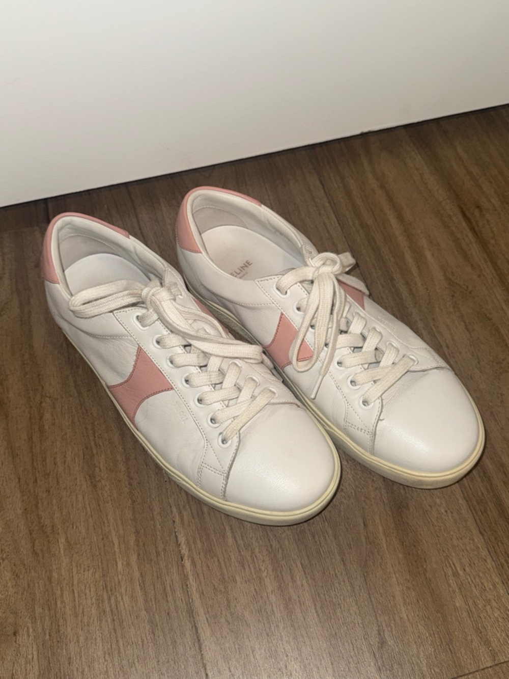 Authentic Celine Triomphe Sneakers white with Pink Accent - women